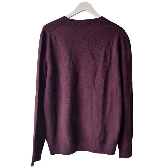 Ted Baker Dark Plum Embossed Floral Long Sleeve Crewneck Sweater -Size 5 (US XL) - Picture 2 of 12